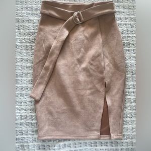 High Waisted Dusty Rose Suade Skirt